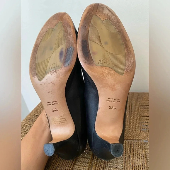 AGL Attilio Giusti Leombruni Cap Toe Pumps Women’s 38.5 Heels Black Leather - Picture 6 of 7